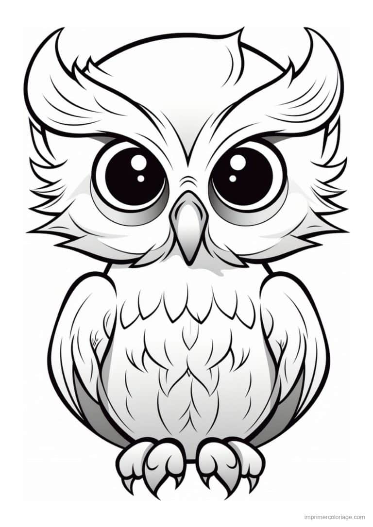 coloriage hibou perche grands yeux - dessin gratuit &agrave; imprimer