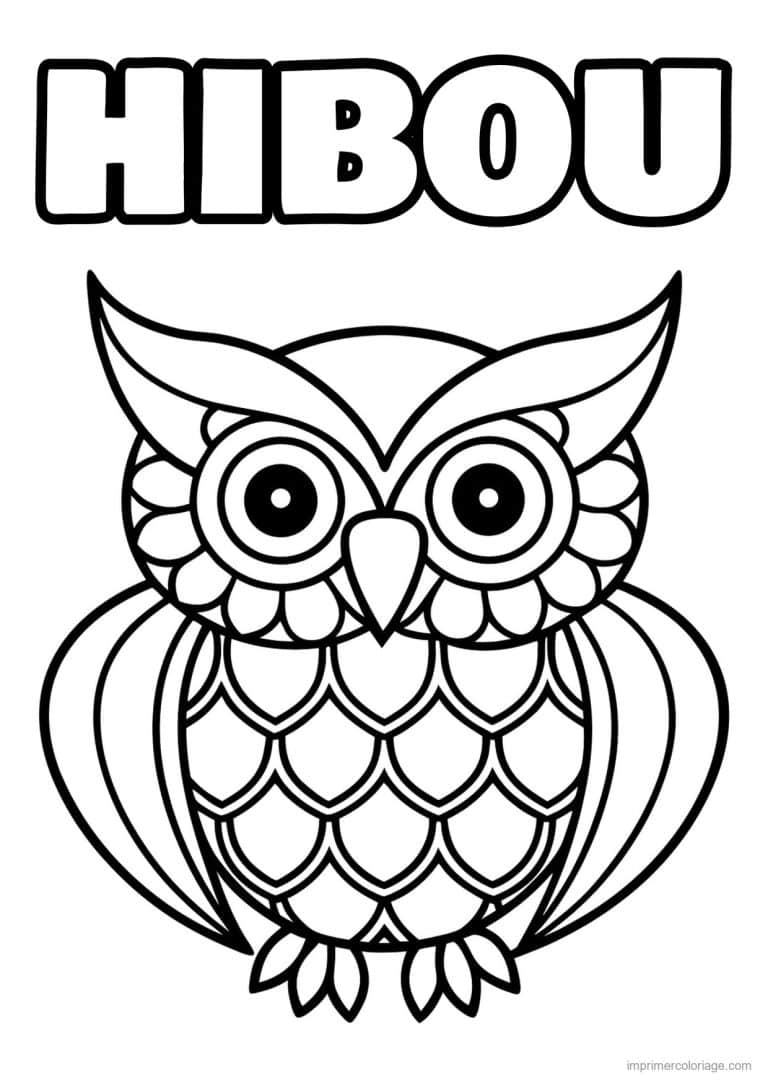 coloriage hibou trait epais facile - dessin gratuit &agrave; imprimer