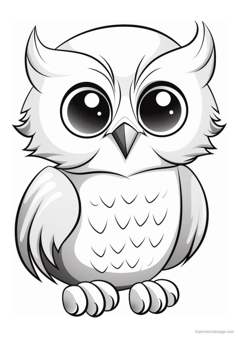 coloriage hibou tres joufflu - dessin gratuit &agrave; imprimer