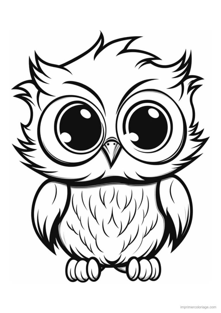 coloriage hibou yeux brillants - dessin gratuit &agrave; imprimer