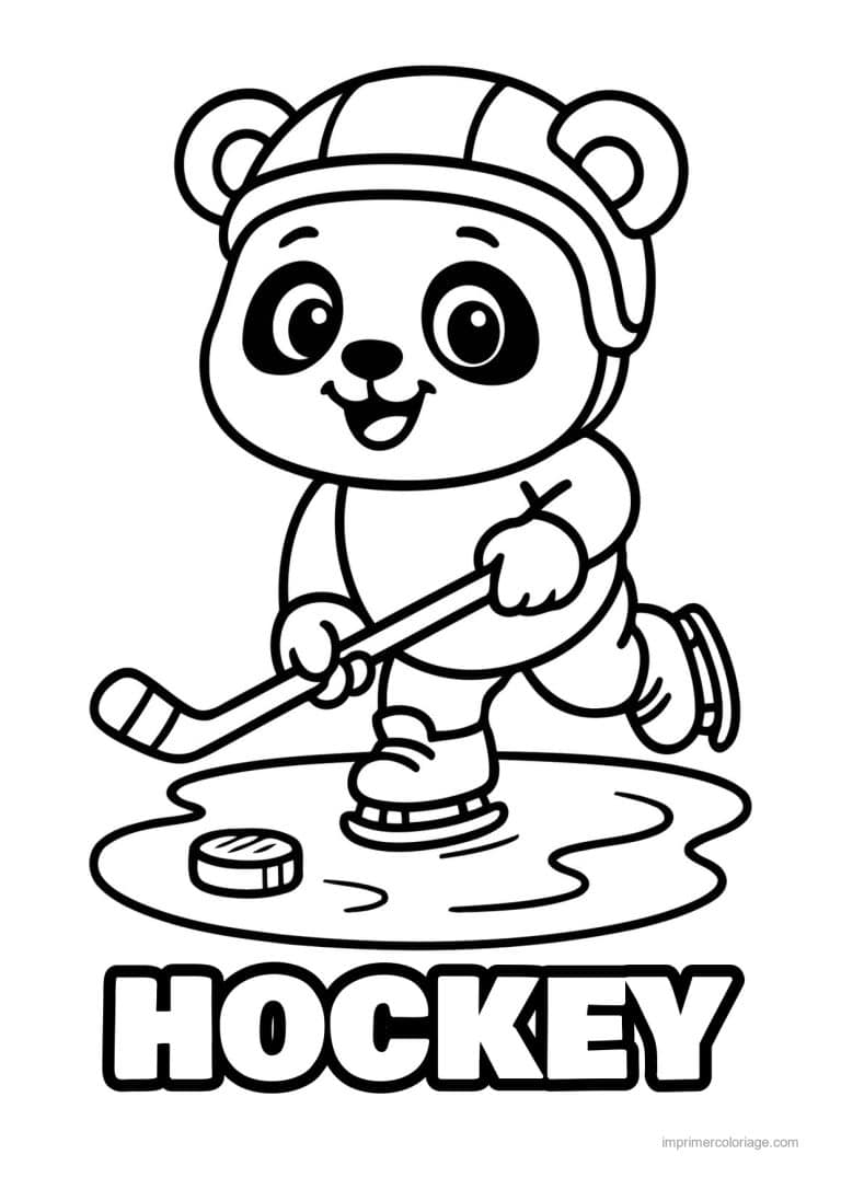 coloriage hockey panda hockey sur glace - dessin gratuit &agrave; imprimer