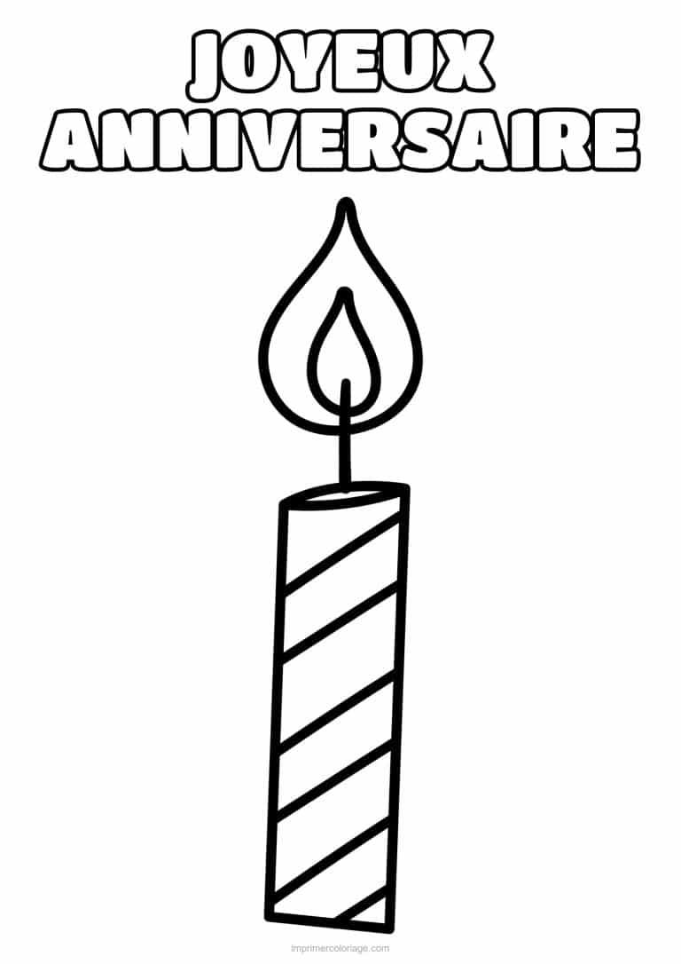 coloriage joyeux anniversaire bougie - dessin gratuit &agrave; imprimer