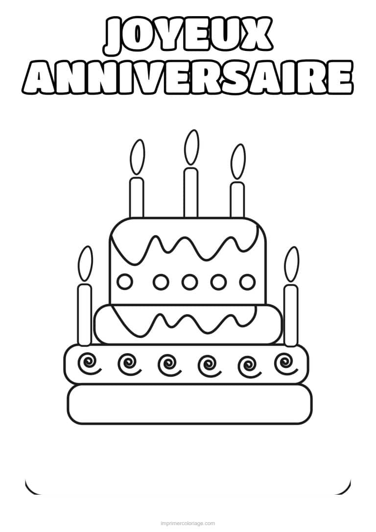 coloriage joyeux anniversaire gateau a trois bougies - dessin gratuit &agrave; imprimer