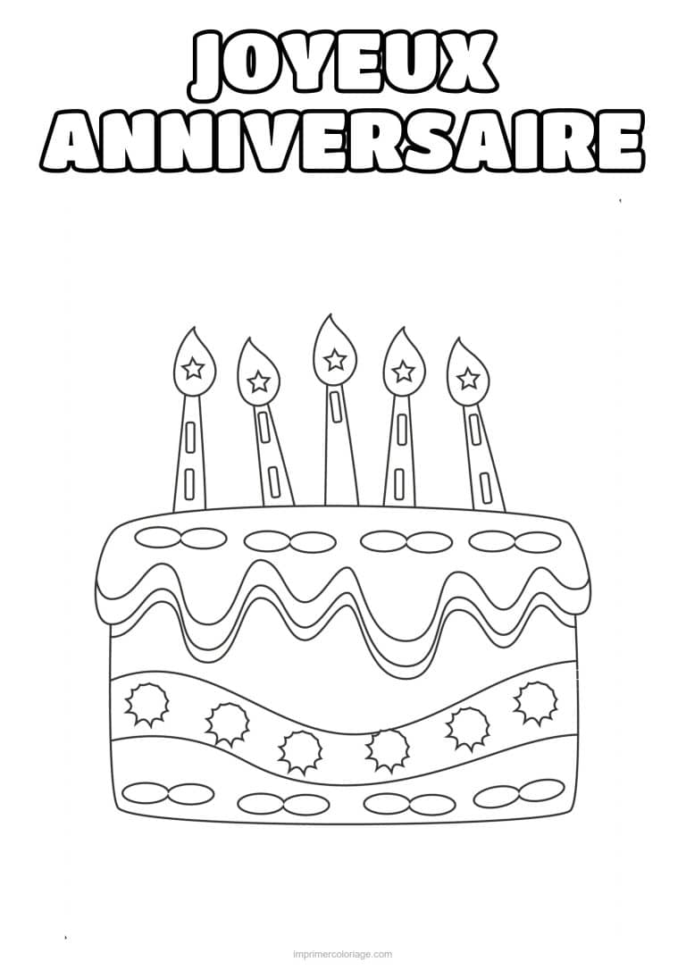 coloriage joyeux anniversaire gateau aux soleils - dessin gratuit &agrave; imprimer