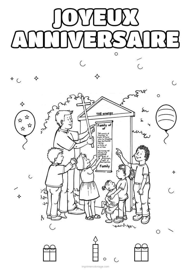 coloriage joyeux anniversaire la famille 25 - dessin gratuit &agrave; imprimer