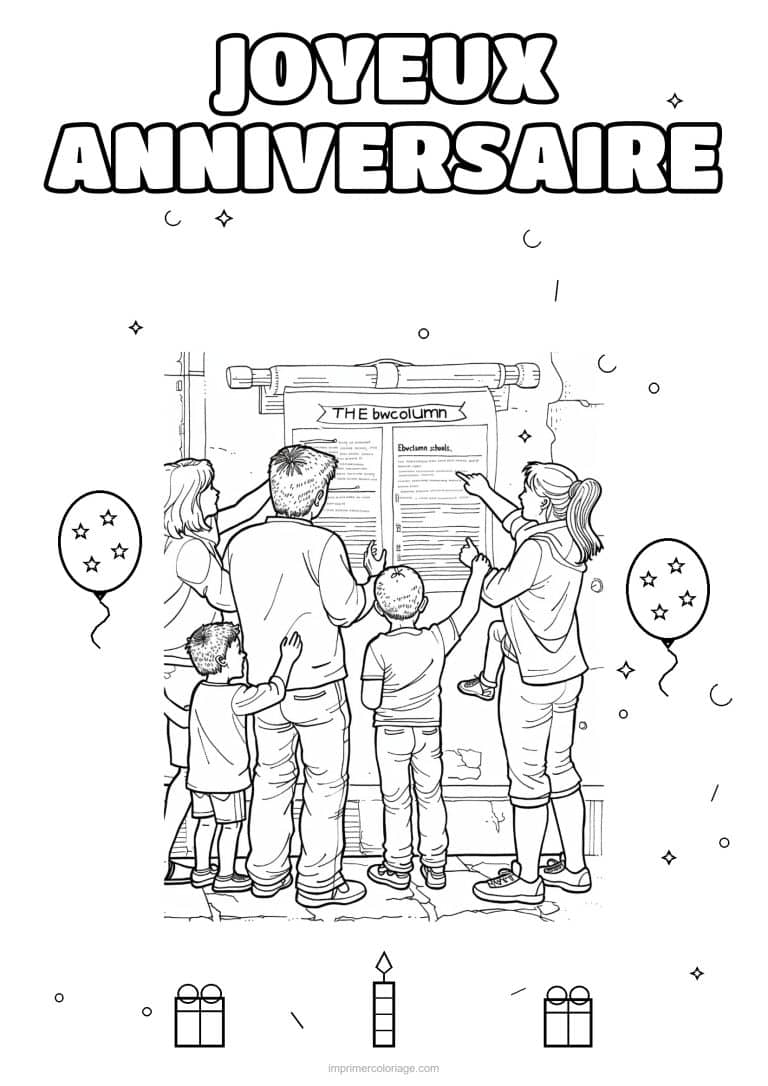 coloriage joyeux anniversaire la famille 26 - dessin gratuit &agrave; imprimer