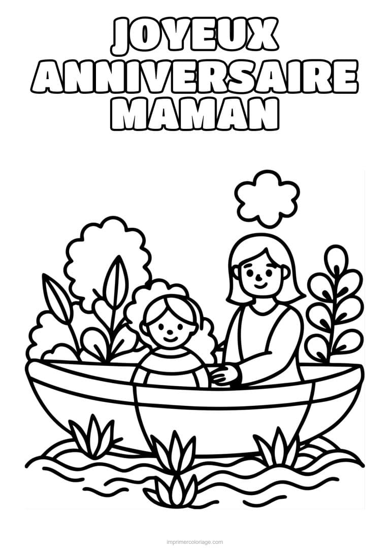 coloriage joyeux anniversaire maman maman et son enfant 22 - dessin gratuit &agrave; imprimer