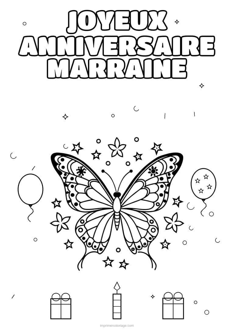 coloriage joyeux anniversaire marraine une adulte et son enfant 2 - dessin gratuit &agrave; imprimer