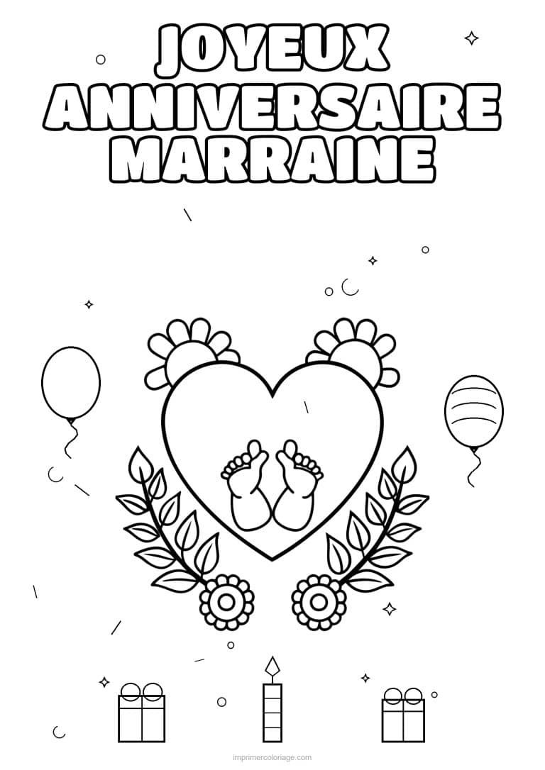 coloriage joyeux anniversaire marraine une adulte et son enfant 4 - dessin gratuit &agrave; imprimer