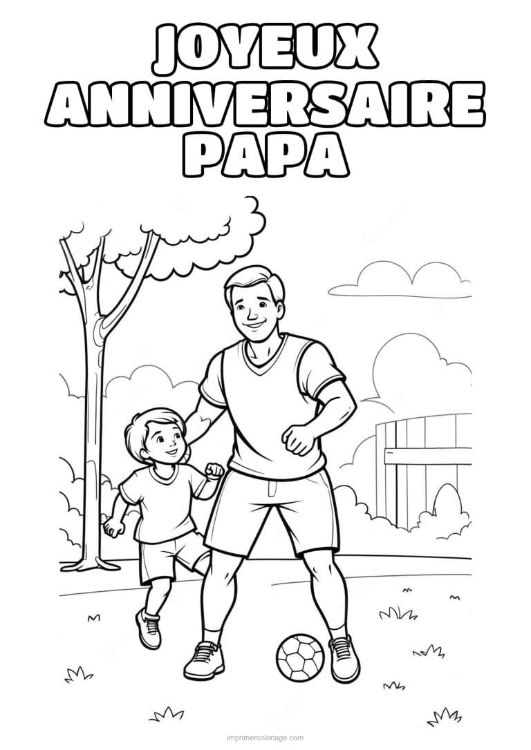 coloriage joyeux anniversaire papa papa et son enfant 1 - dessin gratuit &agrave; imprimer