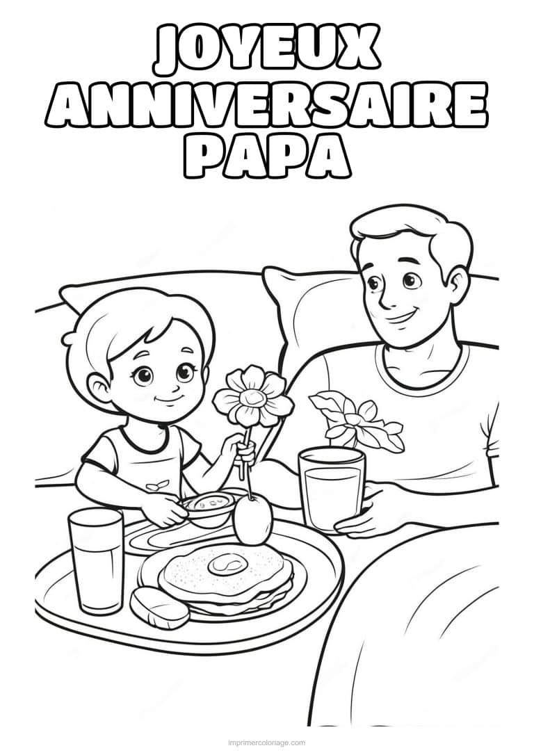 coloriage joyeux anniversaire papa papa et son enfant 17 - dessin gratuit &agrave; imprimer