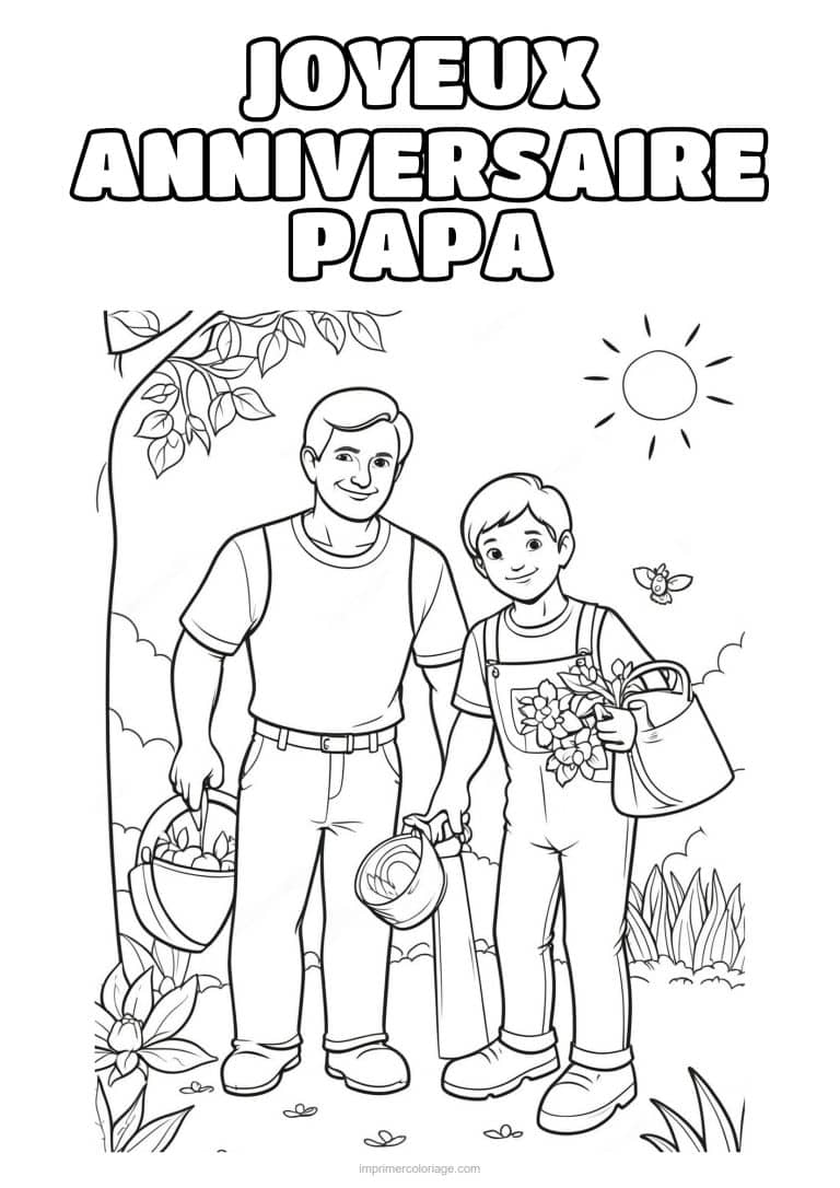 coloriage joyeux anniversaire papa papa et son enfant 21 - dessin gratuit &agrave; imprimer