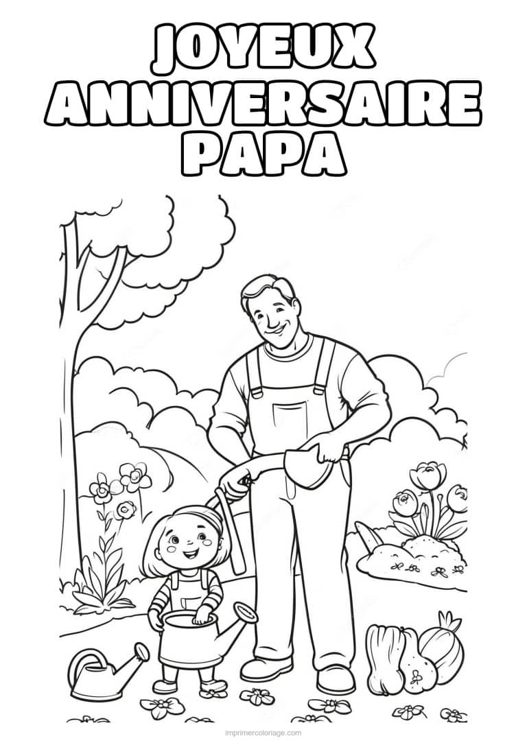 coloriage joyeux anniversaire papa papa et son enfant 27 - dessin gratuit &agrave; imprimer