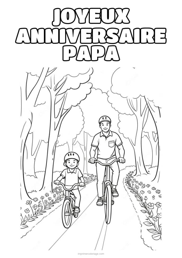 coloriage joyeux anniversaire papa papa et son enfant 30 - dessin gratuit &agrave; imprimer