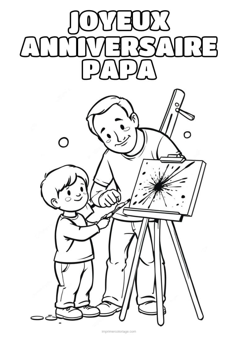 coloriage joyeux anniversaire papa papa et son enfant 34 - dessin gratuit &agrave; imprimer