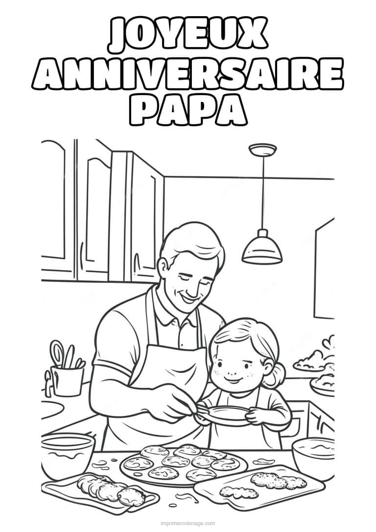 coloriage joyeux anniversaire papa papa et son enfant 36 - dessin gratuit &agrave; imprimer