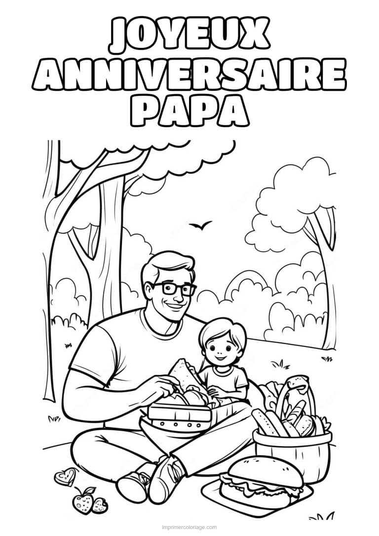 coloriage joyeux anniversaire papa papa et son enfant 40 - dessin gratuit &agrave; imprimer
