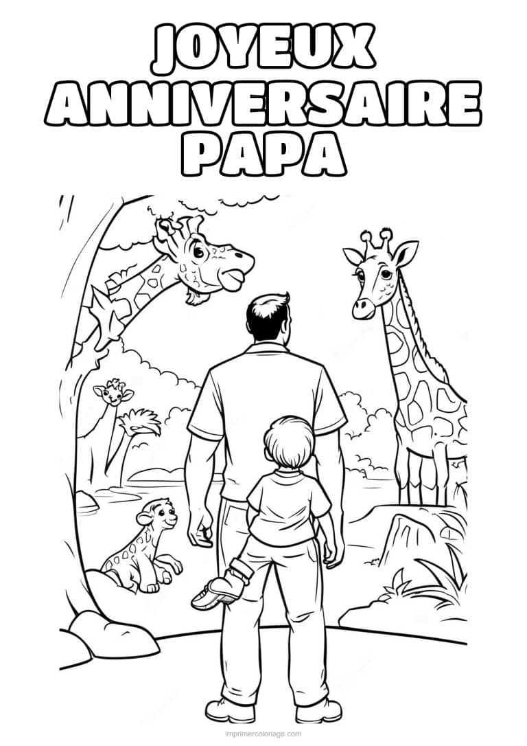 coloriage joyeux anniversaire papa papa et son enfant 7 - dessin gratuit &agrave; imprimer