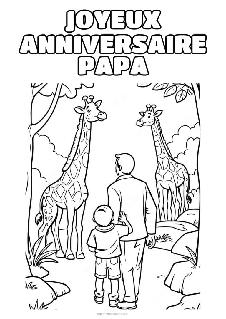 coloriage joyeux anniversaire papa papa et son enfant 9 - dessin gratuit &agrave; imprimer