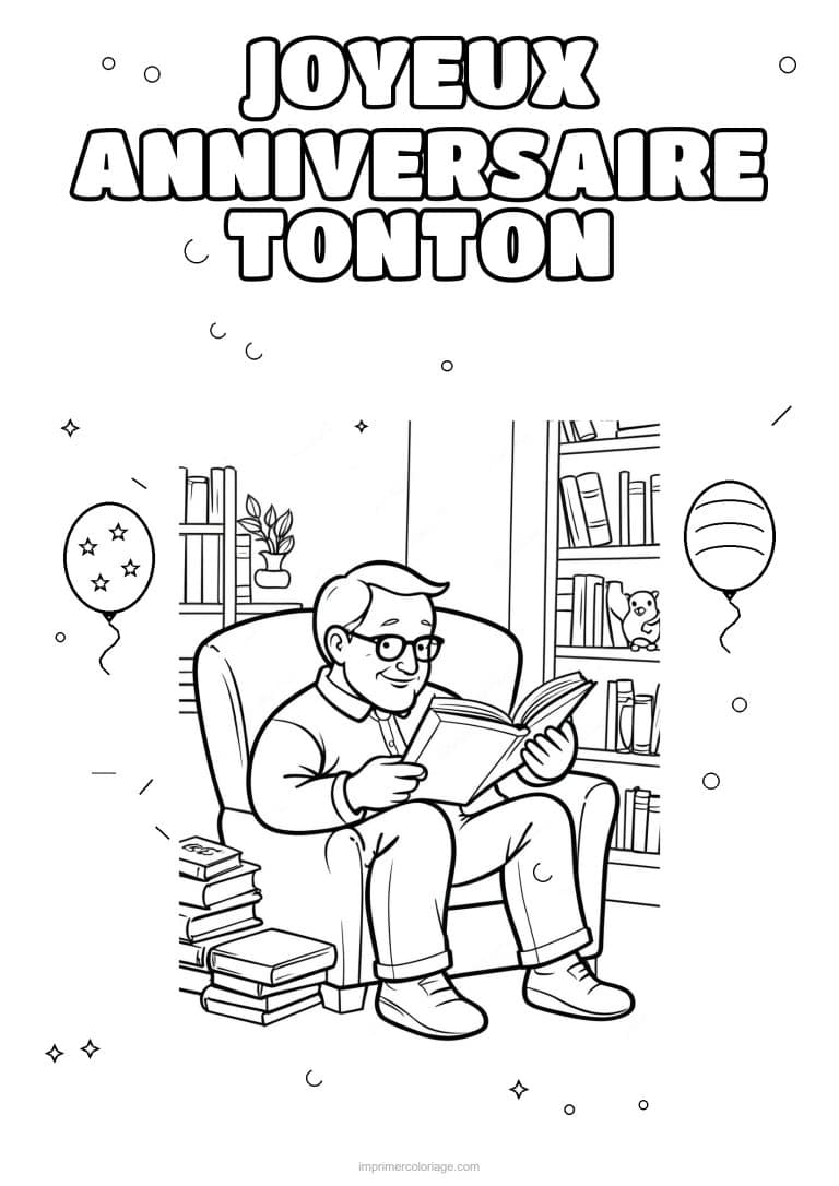 coloriage joyeux anniversaire tonton un adulte et son enfant 3 - dessin gratuit &agrave; imprimer
