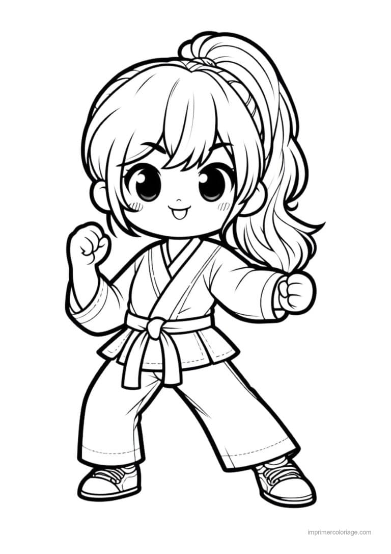 coloriage karate fille karate kimono - dessin gratuit &agrave; imprimer