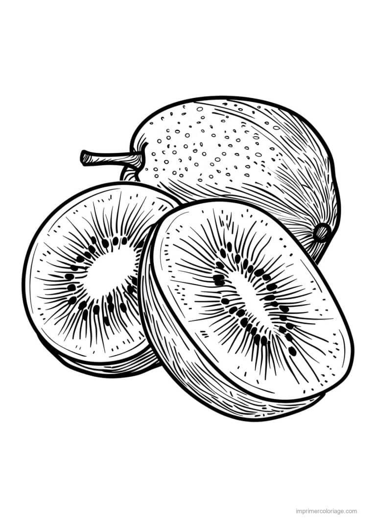 coloriage kiwi kiwi entier et coupe 140 - dessin gratuit &agrave; imprimer