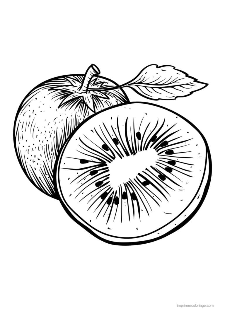 coloriage kiwi kiwi entier et coupe 80 - dessin gratuit &agrave; imprimer