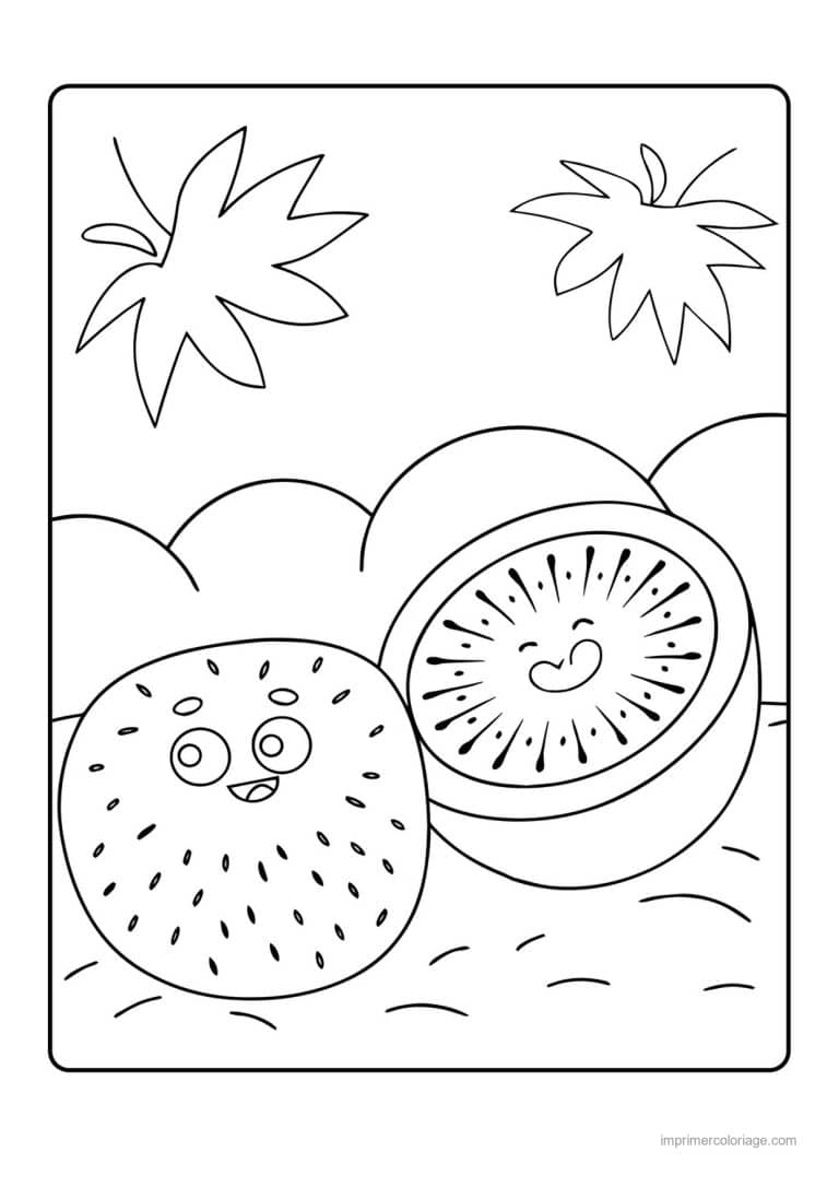 coloriage kiwi kiwis coupes sur le sable - dessin gratuit &agrave; imprimer