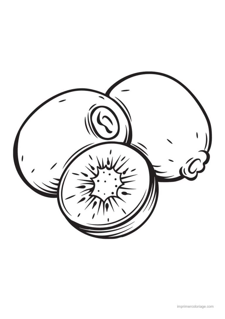 coloriage kiwi kiwis entier et coupe - dessin gratuit &agrave; imprimer