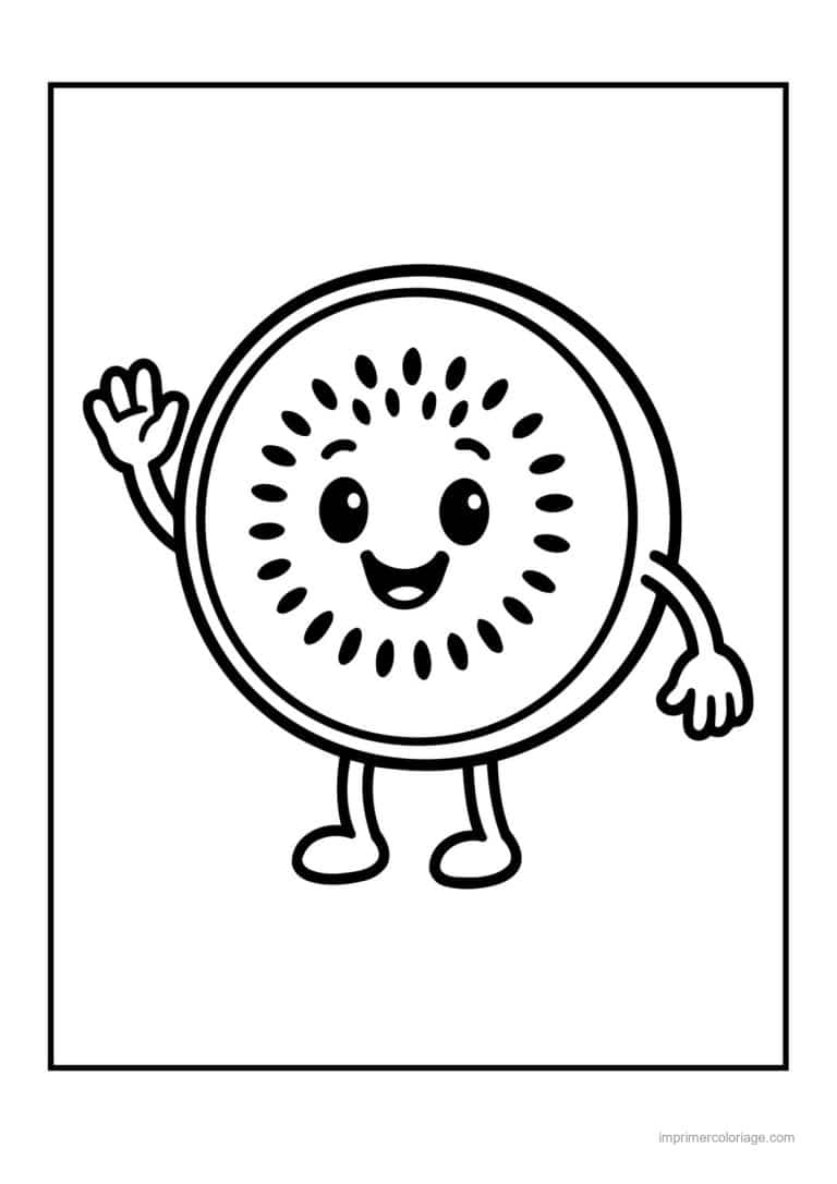 coloriage kiwi tranche de kiwi kawaii 2 - dessin gratuit &agrave; imprimer