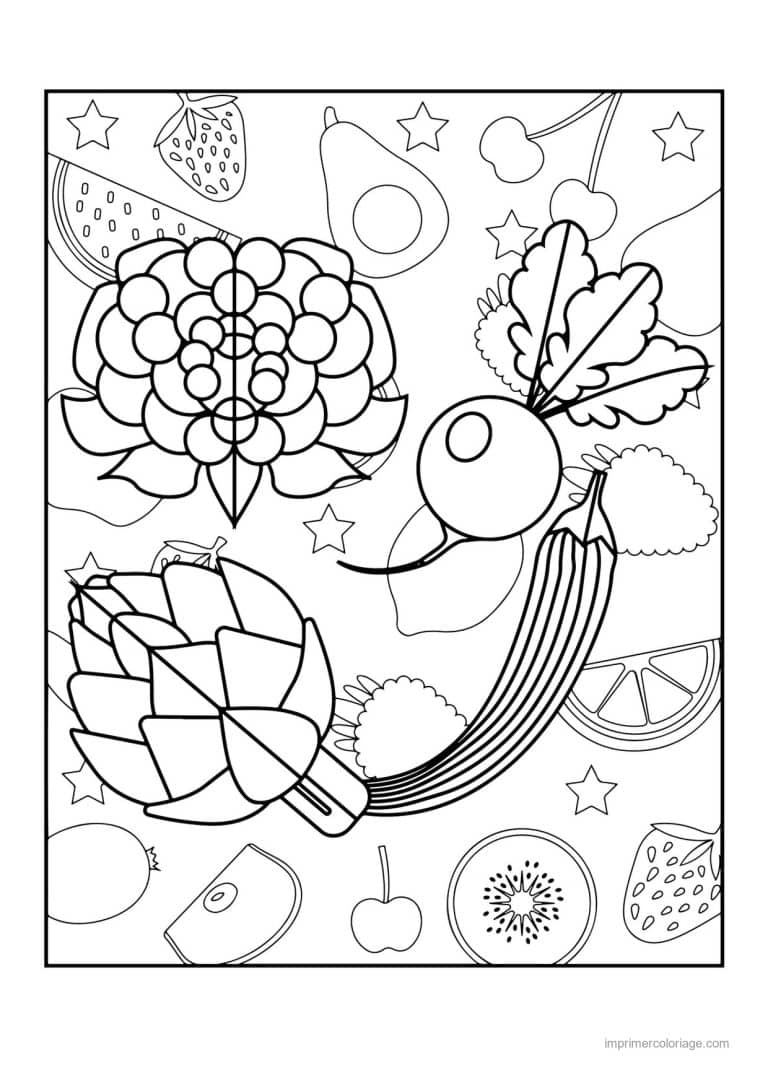 coloriage legumes artichaut asperges et radis - dessin gratuit &agrave; imprimer