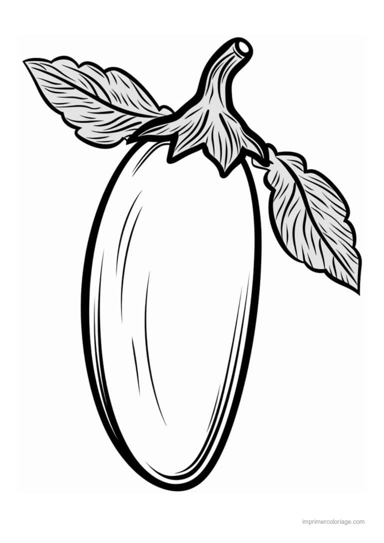 coloriage legumes aubergine et sa feuille - dessin gratuit &agrave; imprimer