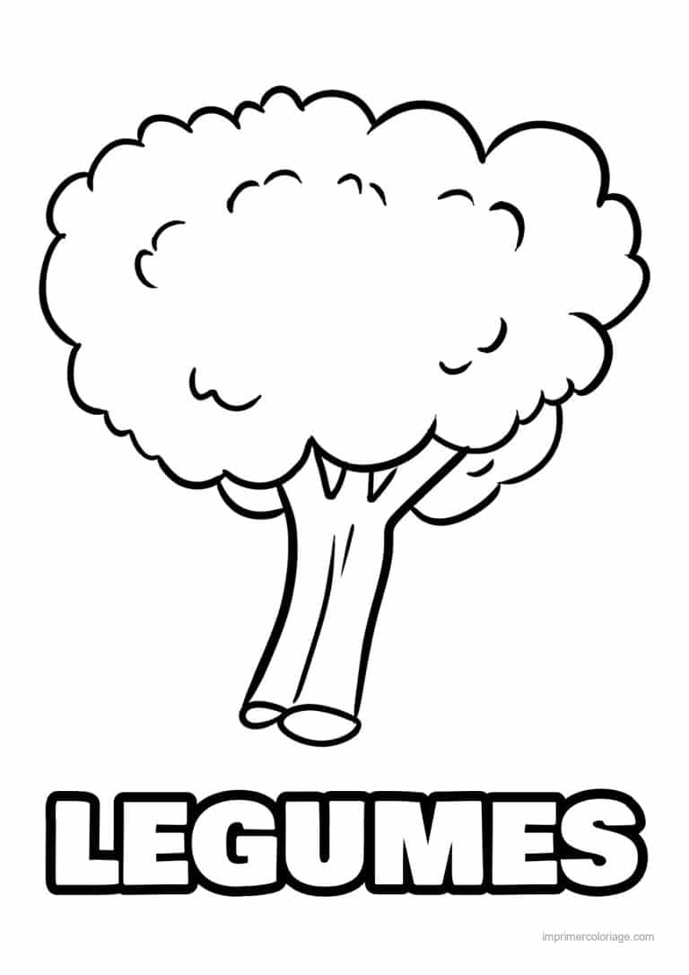 coloriage legumes brocoli au trait epais - dessin gratuit &agrave; imprimer