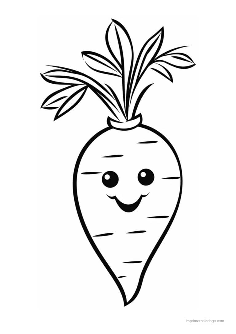 coloriage legumes carotte kawaii rieuse - dessin gratuit &agrave; imprimer