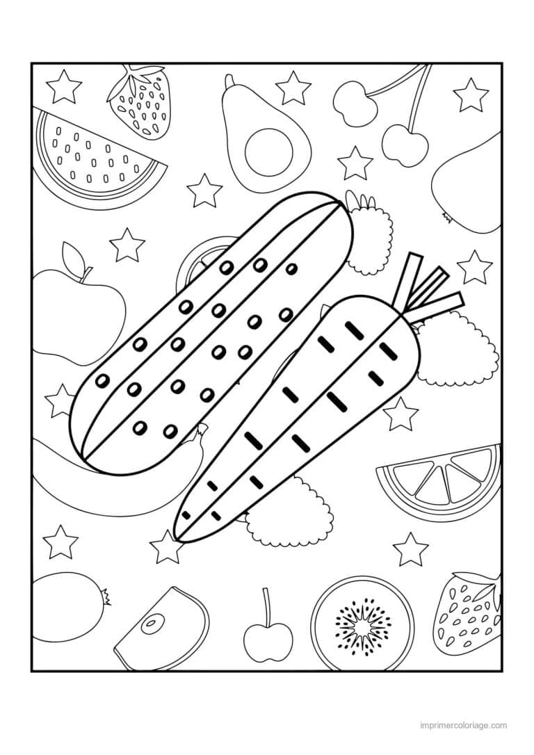 coloriage legumes concombre et carotte - dessin gratuit &agrave; imprimer