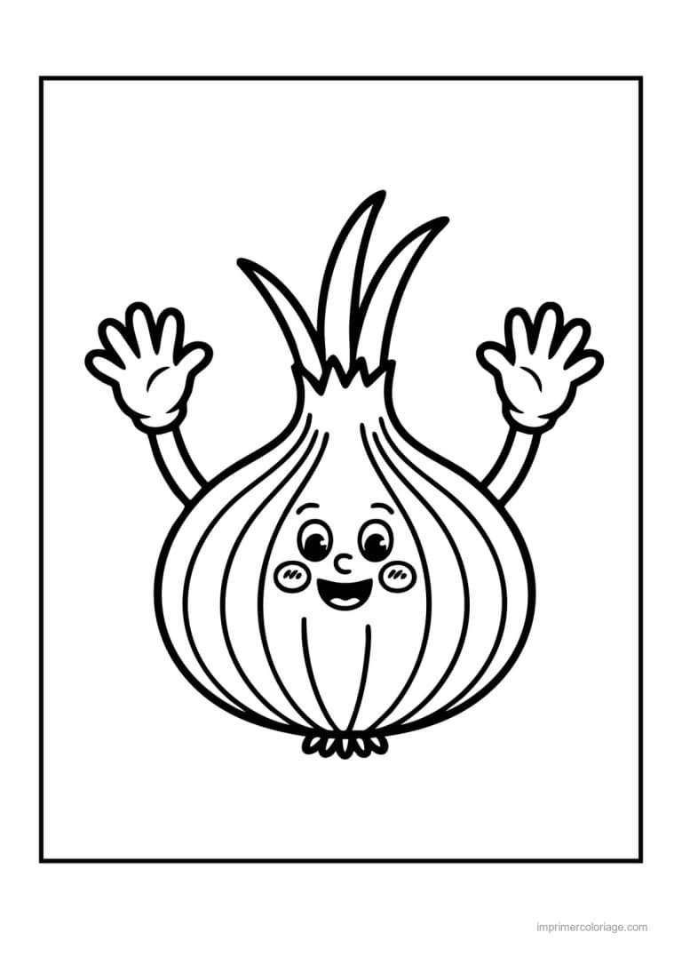 coloriage legumes oignon kawaii bras ouverts - dessin gratuit &agrave; imprimer