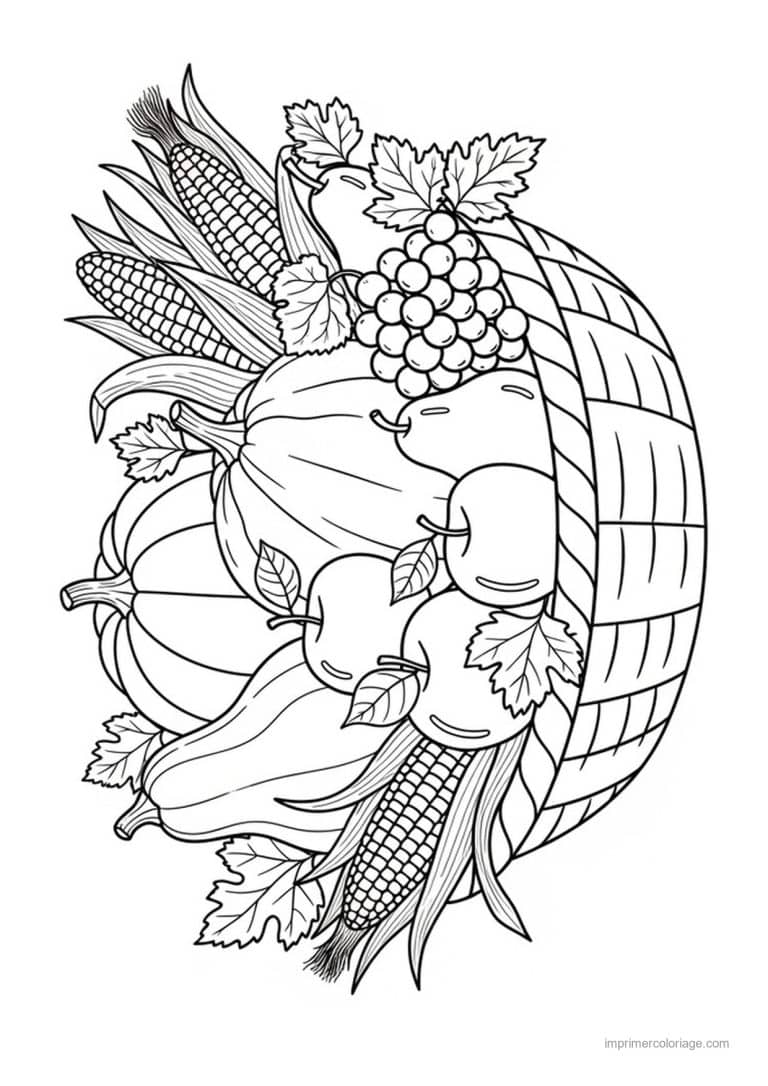 coloriage legumes panier de legumes et epi de mais 3 - dessin gratuit &agrave; imprimer