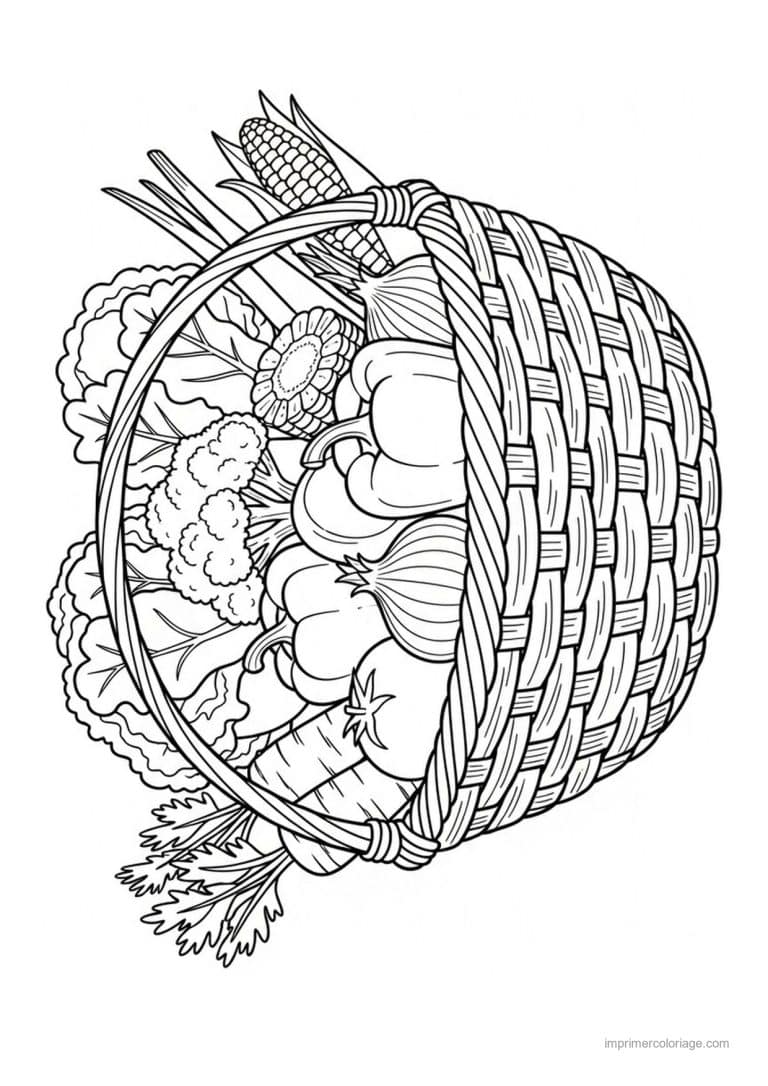 coloriage legumes panier de legumes et epi de mais 4 - dessin gratuit &agrave; imprimer