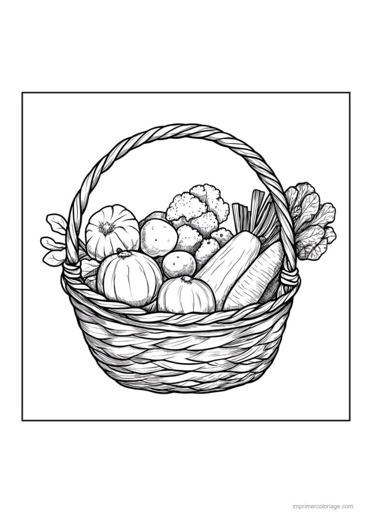 coloriage legumes panier de legumes et poireaux 29 - dessin gratuit &agrave; imprimer