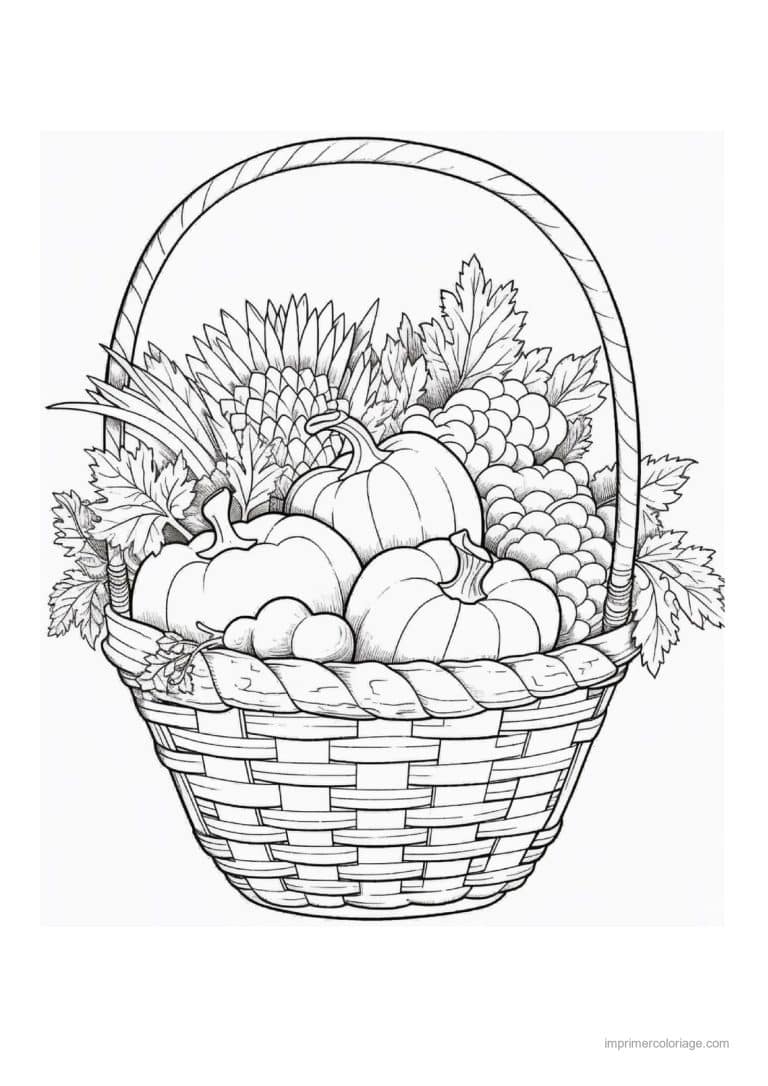 coloriage legumes panier de legumes et tournesol - dessin gratuit &agrave; imprimer