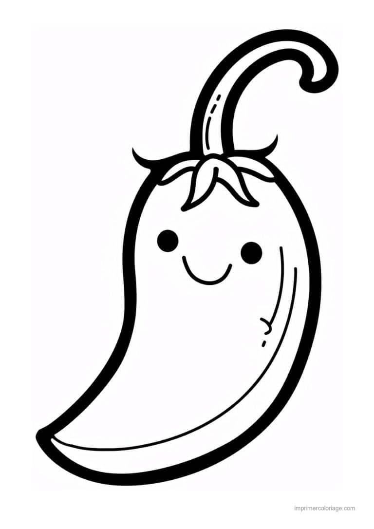 coloriage legumes piment kawaii 228 - dessin gratuit &agrave; imprimer
