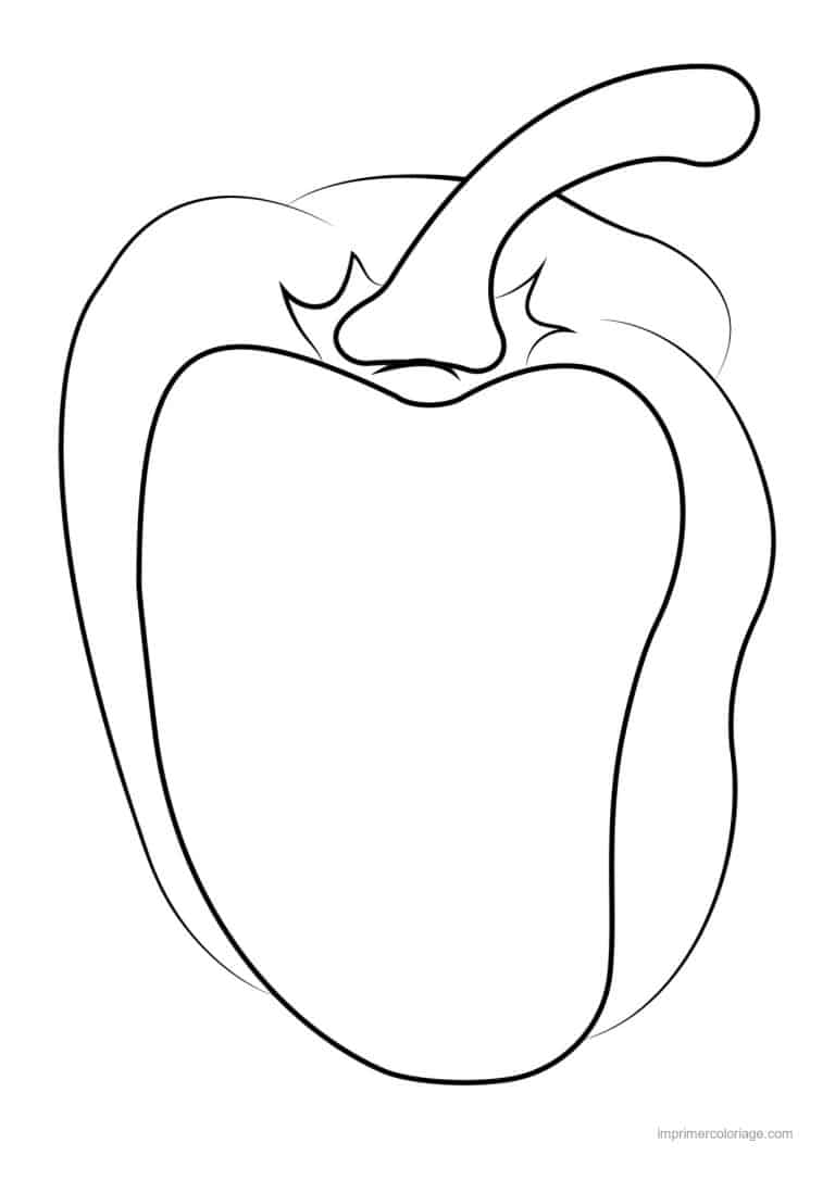 coloriage legumes poivron au trait epais - dessin gratuit &agrave; imprimer