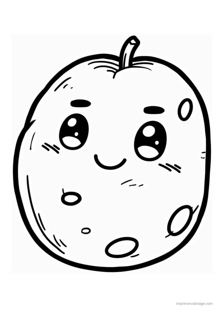 coloriage legumes pomme de terre kawaii tachetee - dessin gratuit &agrave; imprimer