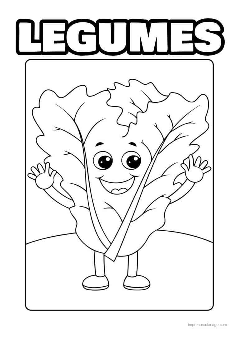 coloriage legumes salade kawaii qui salue - dessin gratuit &agrave; imprimer