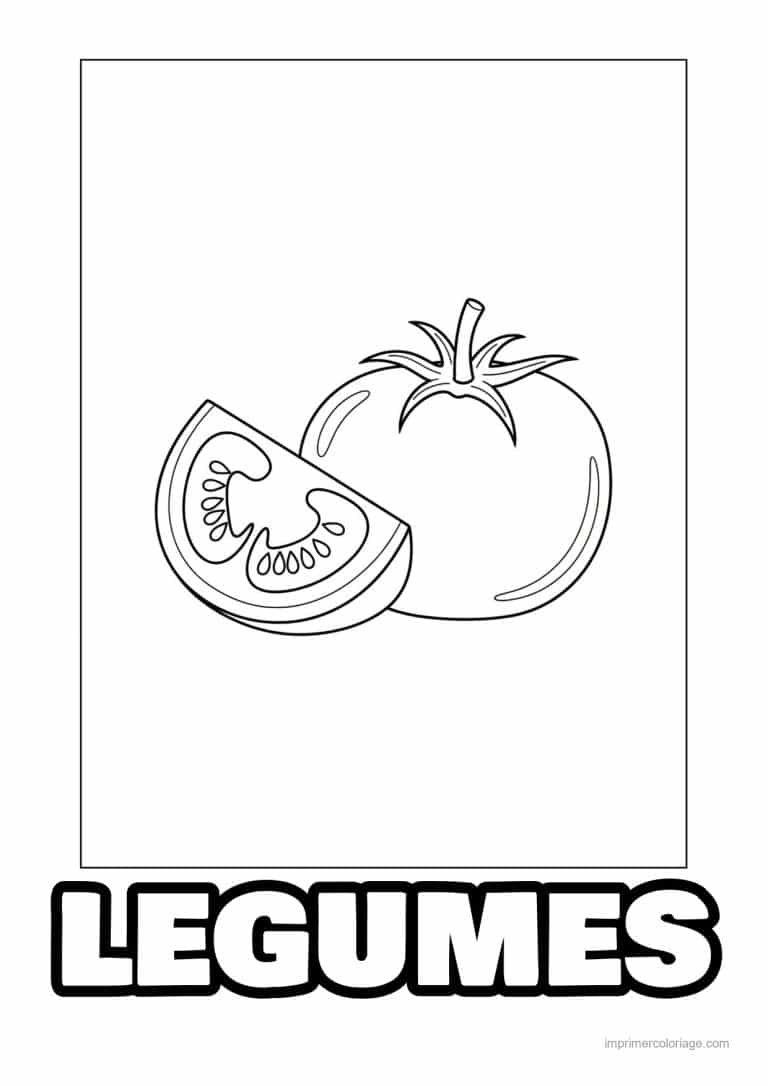 coloriage legumes tomate entiere et son quartier - dessin gratuit &agrave; imprimer