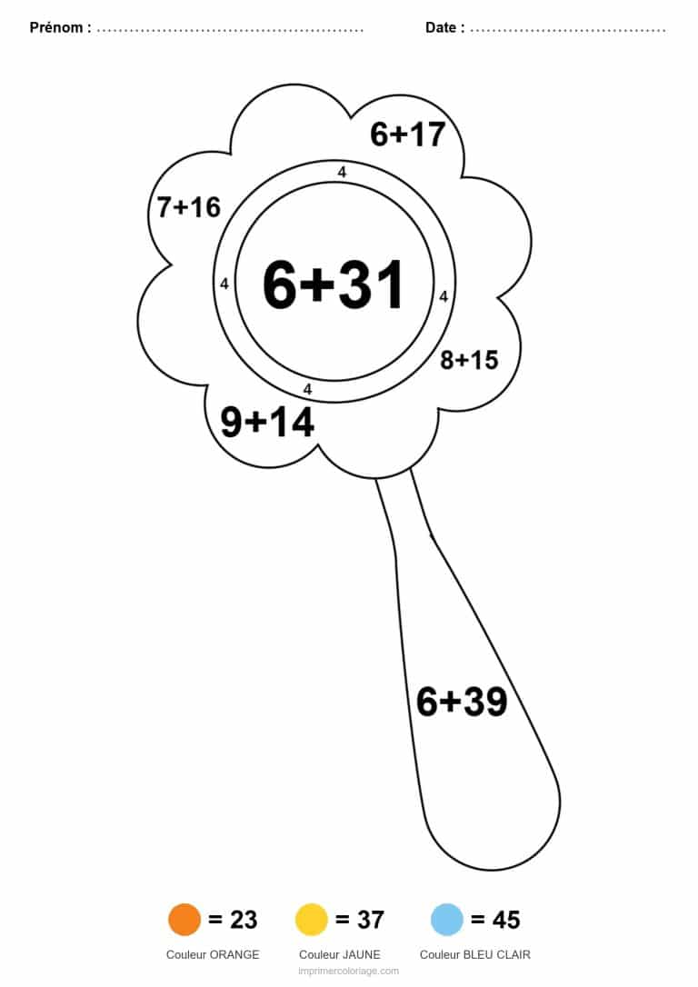 coloriage magique addition hochet fleur difficile - dessin gratuit &agrave; imprimer