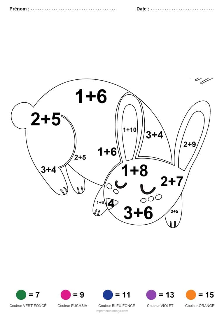 coloriage magique addition lapin de noel facile - dessin gratuit &agrave; imprimer