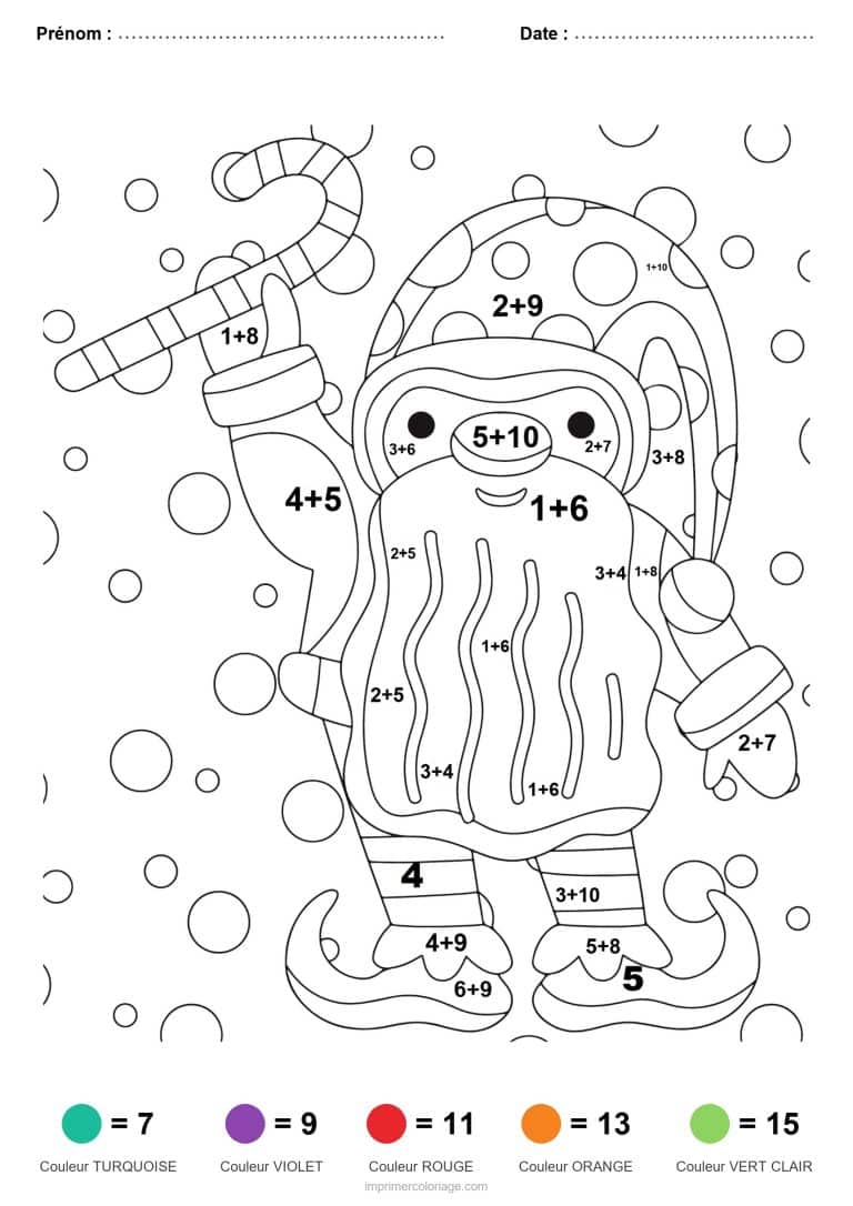 coloriage magique addition lutin au sucre d orge facile - dessin gratuit &agrave; imprimer