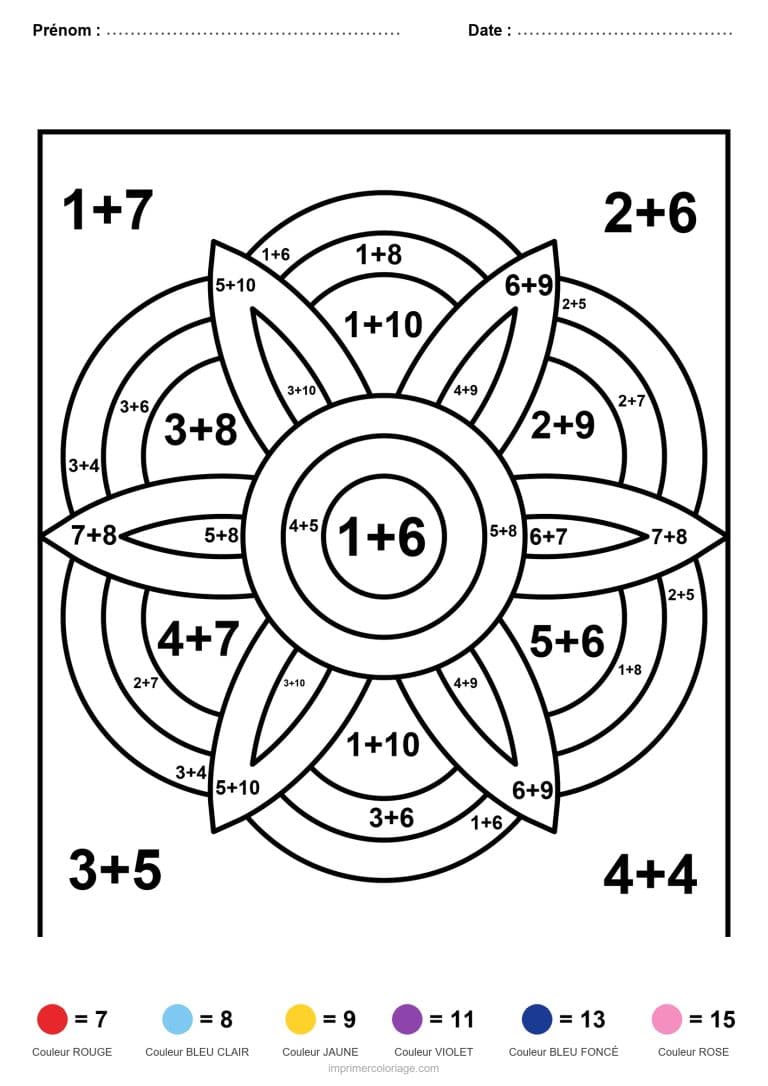 coloriage magique addition mandala entrelace facile - dessin gratuit &agrave; imprimer