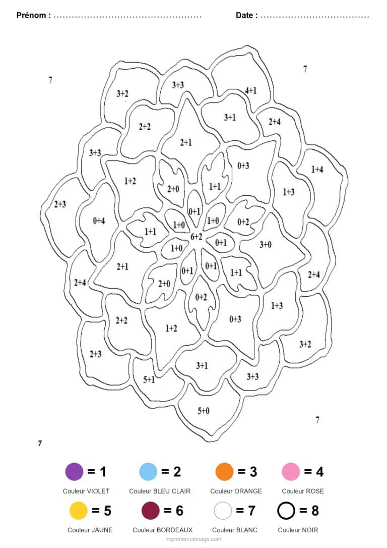 coloriage magique addition mandala rosace - dessin gratuit &agrave; imprimer